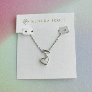 Kendra Scott Ari Heart Music Note Iridescent Drusy Pendant Necklace in Silver